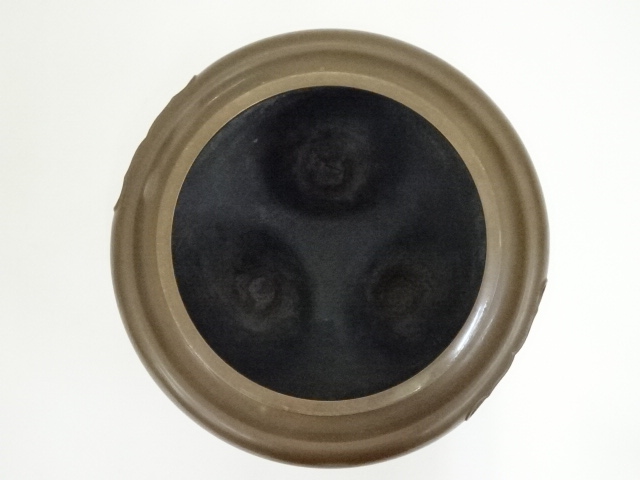  釜師　人間国宝　高橋敬典造　唐銅朝鮮風炉　真形釜添（共箱）